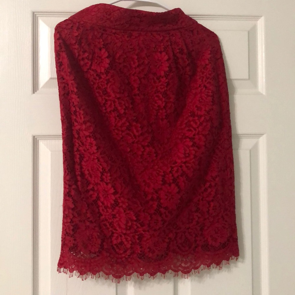 J. Crew red lace pencil skirt